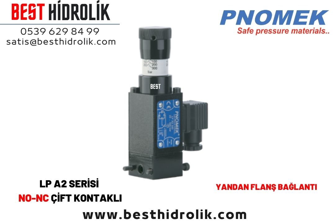 Pnomek 50 - 600 bar Yandan Flanş Bağlantılı Basınç Şalteri ( Anahtarı ) ( LP A2 600 )